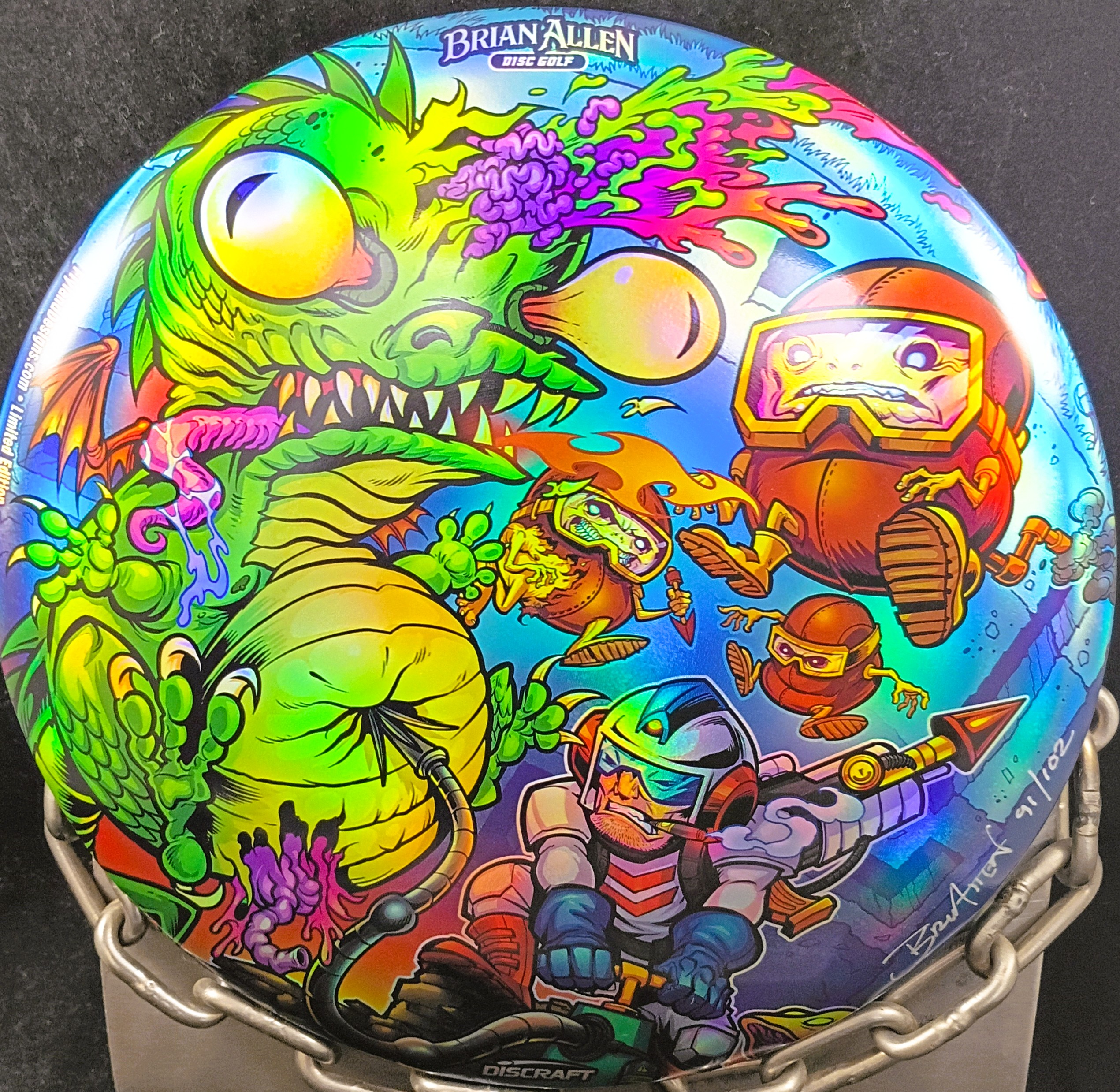 Discraft Full Foil Dig Dug BUZZZ Mid Range Golf Disc Discraft Full Foil Dig Dug BUZZZ Mid Range Golf Disc